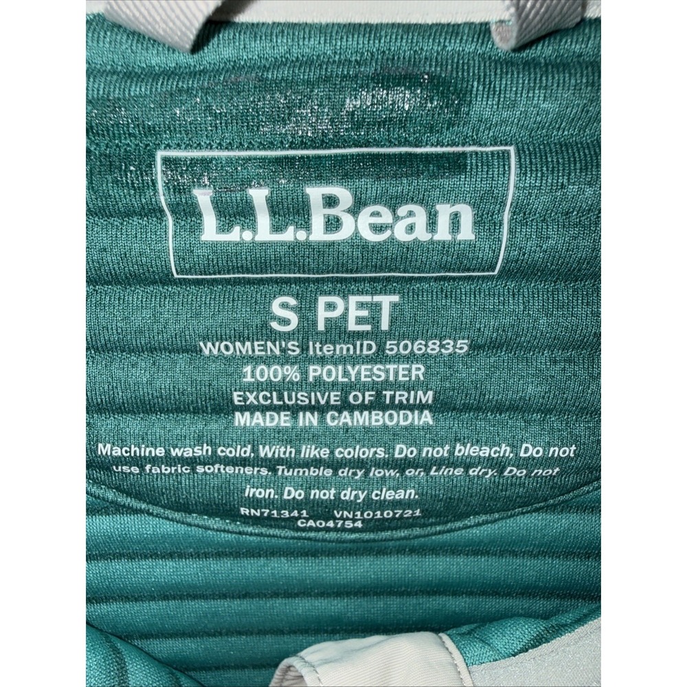 L.L. Bean Women's Small Petite Green Airlight Knit 1/4 Snap Pullover - Picture 2 of 7